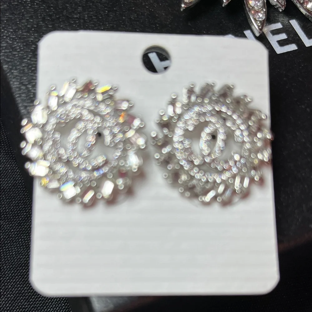 Elegant Silver‎ Crystal Earrings